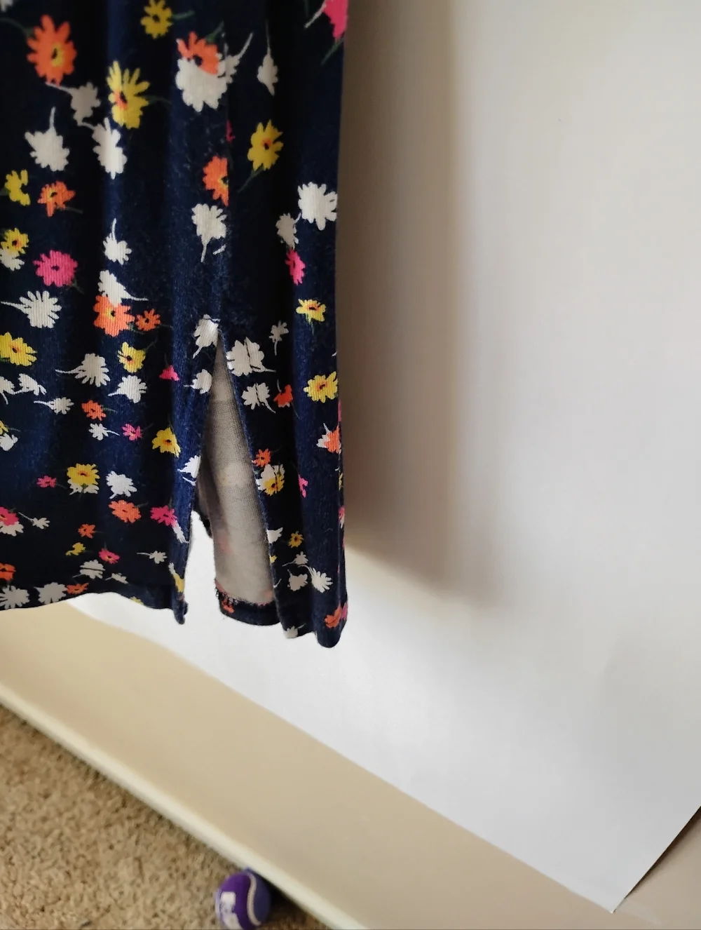 St. John's Bay Navy Maxi Skirt with Pink Yellow White Floral Print - Picture 5 of 7